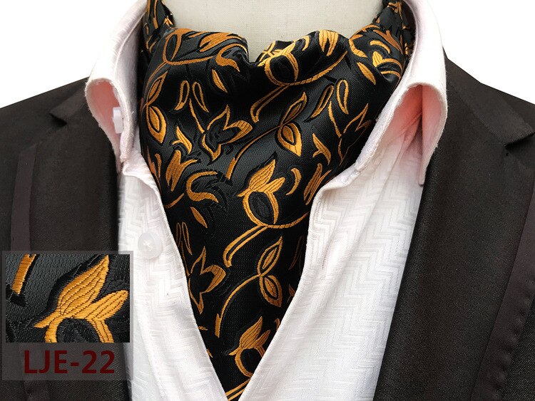 Luxury Men's Ascot Vintage Paisley Floral Jacquard Silk Tie Self Cravat Necktie