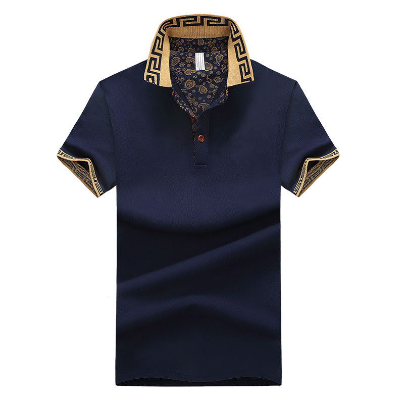 Polo shirt men lapel summer fresh breathable simple fashion casual button cross border short sleeve
