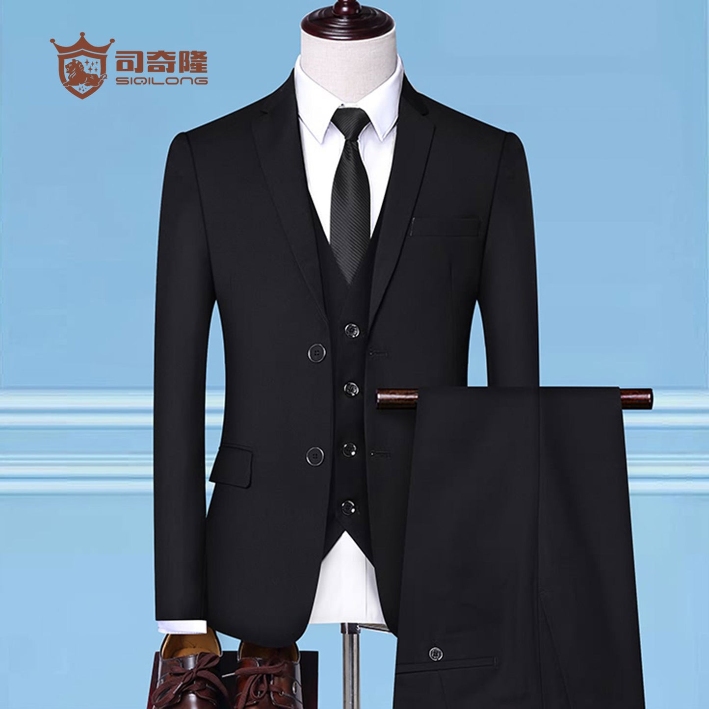 Formal Business Wedding 3 Pieces Suit Set / Blazers Jacket Pants Vest Trousers Dress Waistcoat