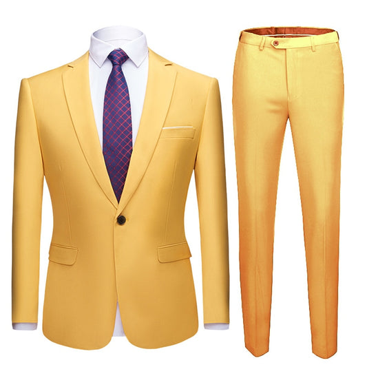 Men's Suits 2 Pieces Suit Slim Fit Single Button