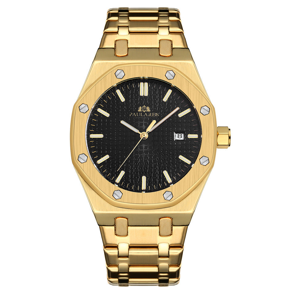 Automatic Men Watch Self Winding Mechanical Luxury Homage Gold Stainless Steel