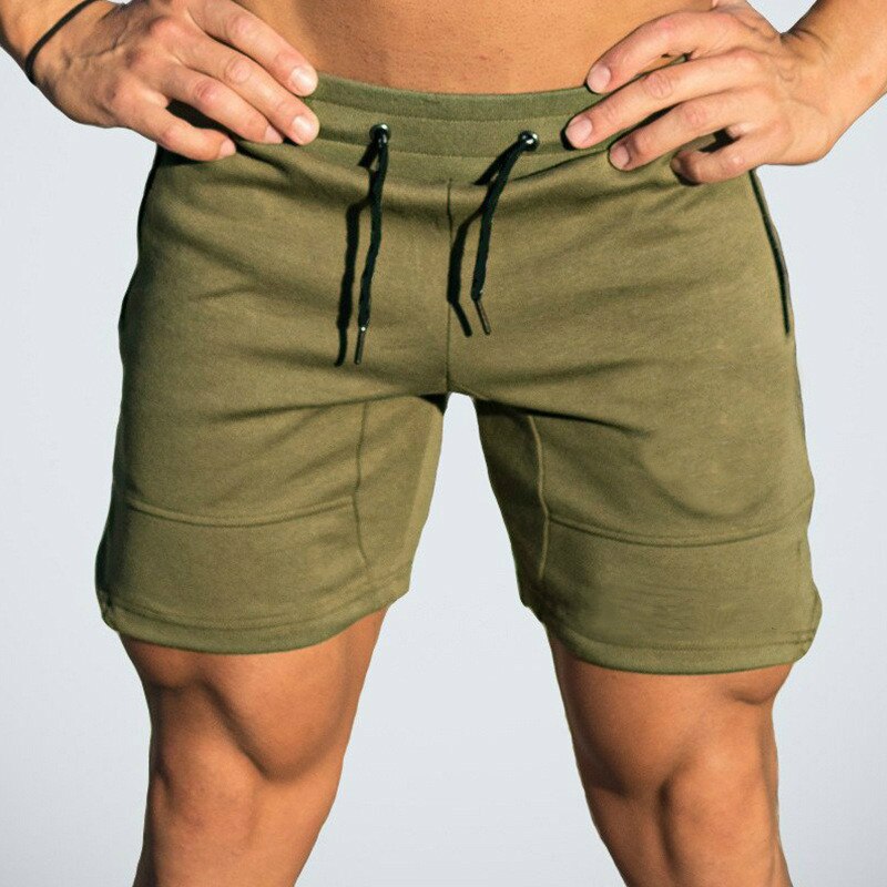 Men Casual Shorts Solid Color Straight Shorts Male Fitness Fashion Bodybuilding Shorts Brand Trend Menswear