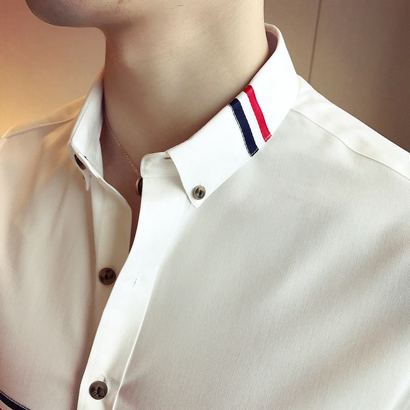 Men's shirt color stripe decoration casual long sleeve