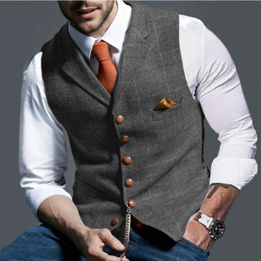 Fall men's plaid vest men's slim waistcoat
