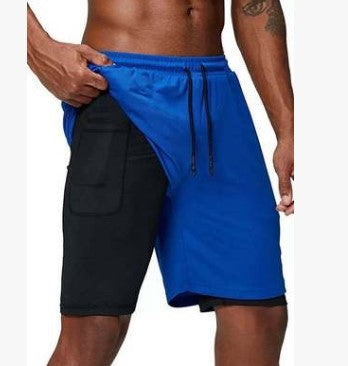 Men's 2 in 1 Running Shorts Pockets Shorts Sport Shorts Built-in Pockets Zipper Summer