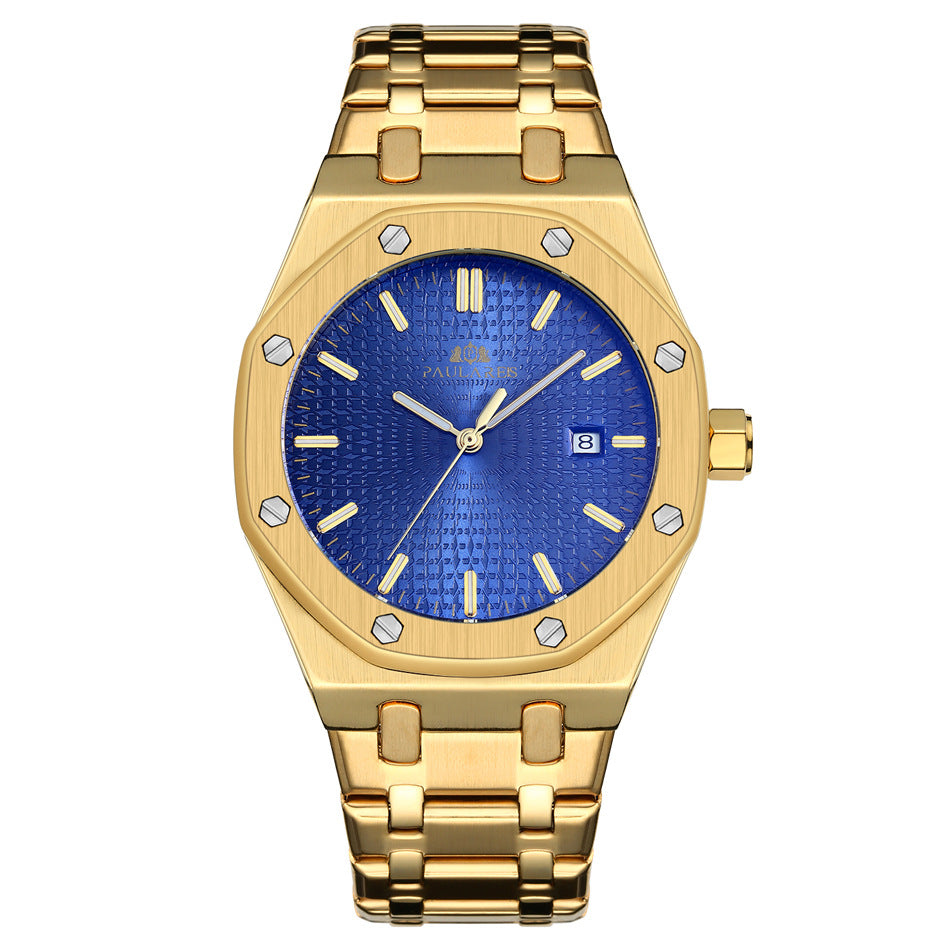 Automatic Men Watch Self Winding Mechanical Luxury Homage Gold Stainless Steel