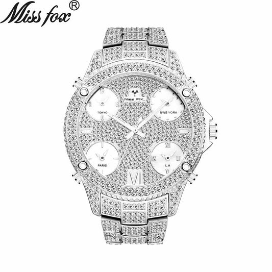 Men's Luxury Jet Setter 2.34 ctw Diamond Wrist Watch with Stainless Steel Link Bracelet